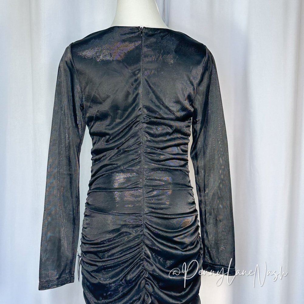 NWT Lulu's Night at the Club Black Metallic Cutout Bodycon Mini Dress Black - Picture 10 of 10